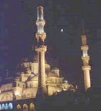 A mosque at night